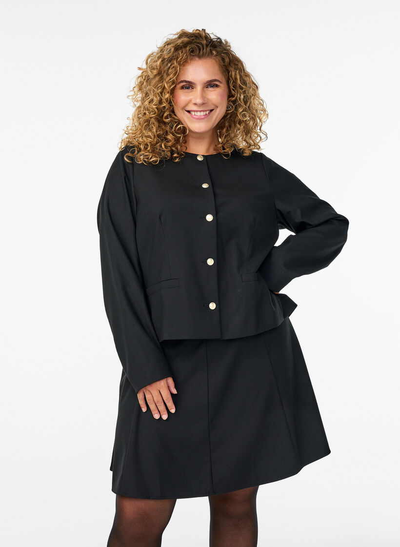 Korte A-lijn rok, Zwart, Model image number 0