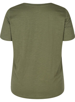 T-shirt met print in ecologisch katoen, Thyme Melange, Packshot image number 1
