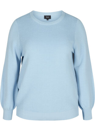 Blouse en tricot à manches longues en coton bio, Chambray Blue, Packshot image number 0