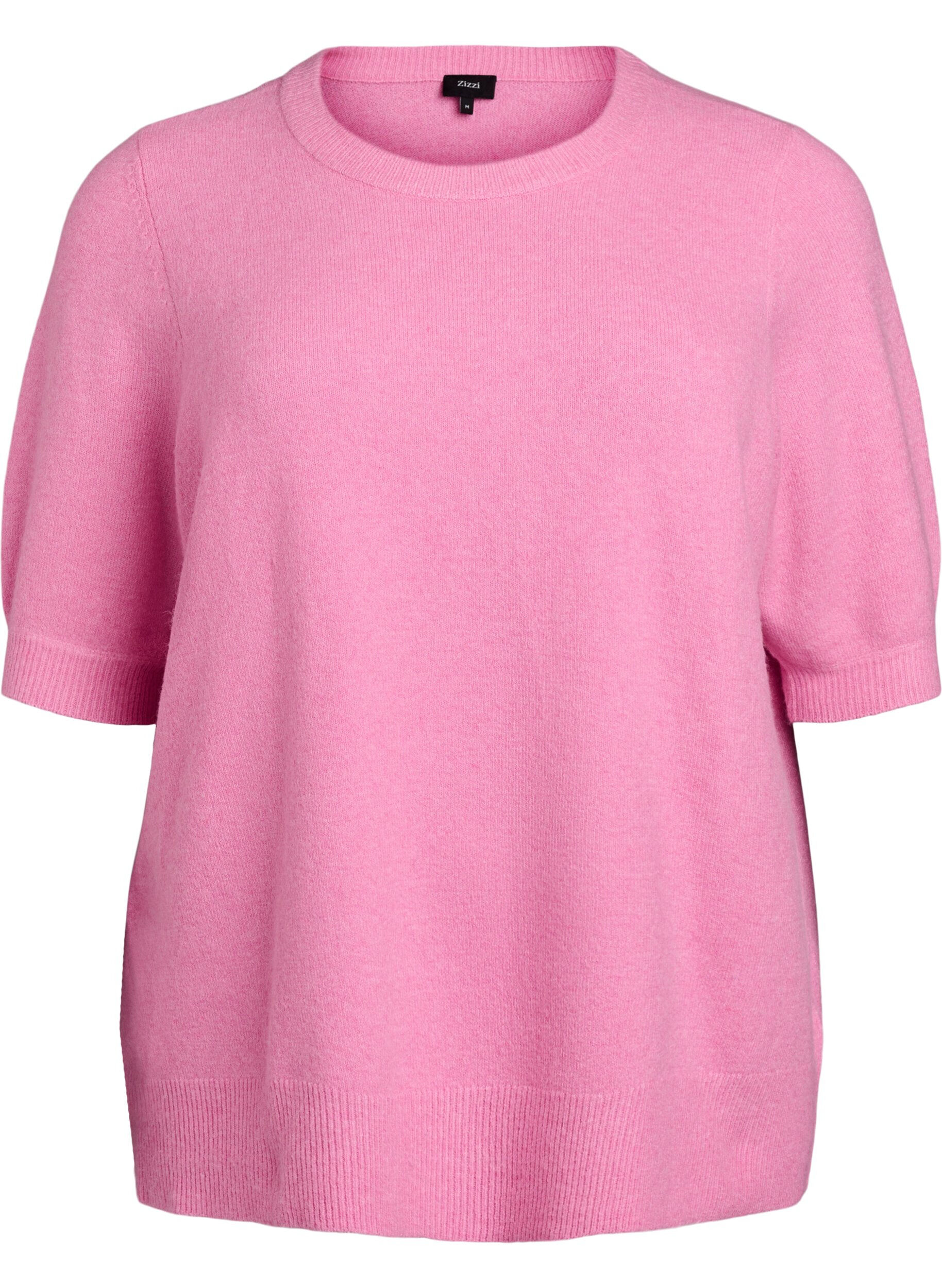 ZizziGebreide blouse met korte mouwen, Roze, Packshot image number 0