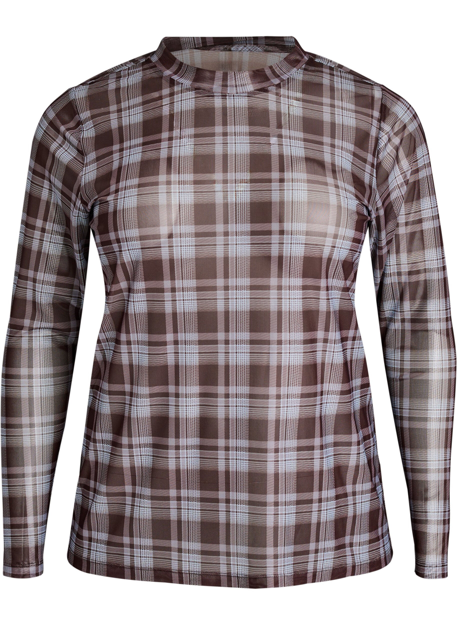 Blouse en maille &agrave; carreaux