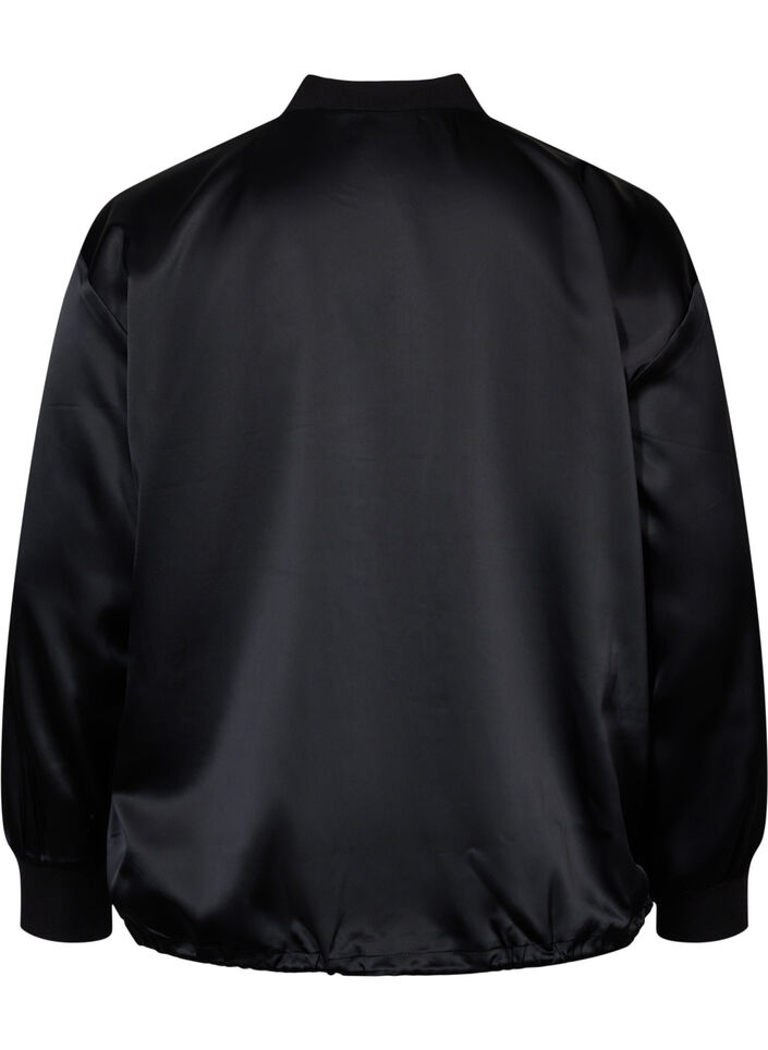 Blouson bomber à fermeture éclair et à cordons, Black, Packshot image number 1