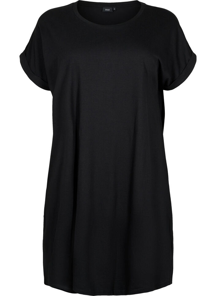 Robe en coton à manches courtes 2-pack, Shocking Pink/Black, Packshot image number 3