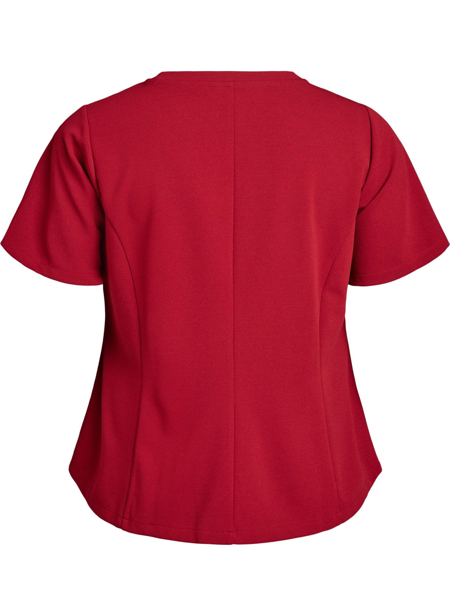 ZizziKorte mouwen blouse met figuurnaden, Rood, Packshot image number 1