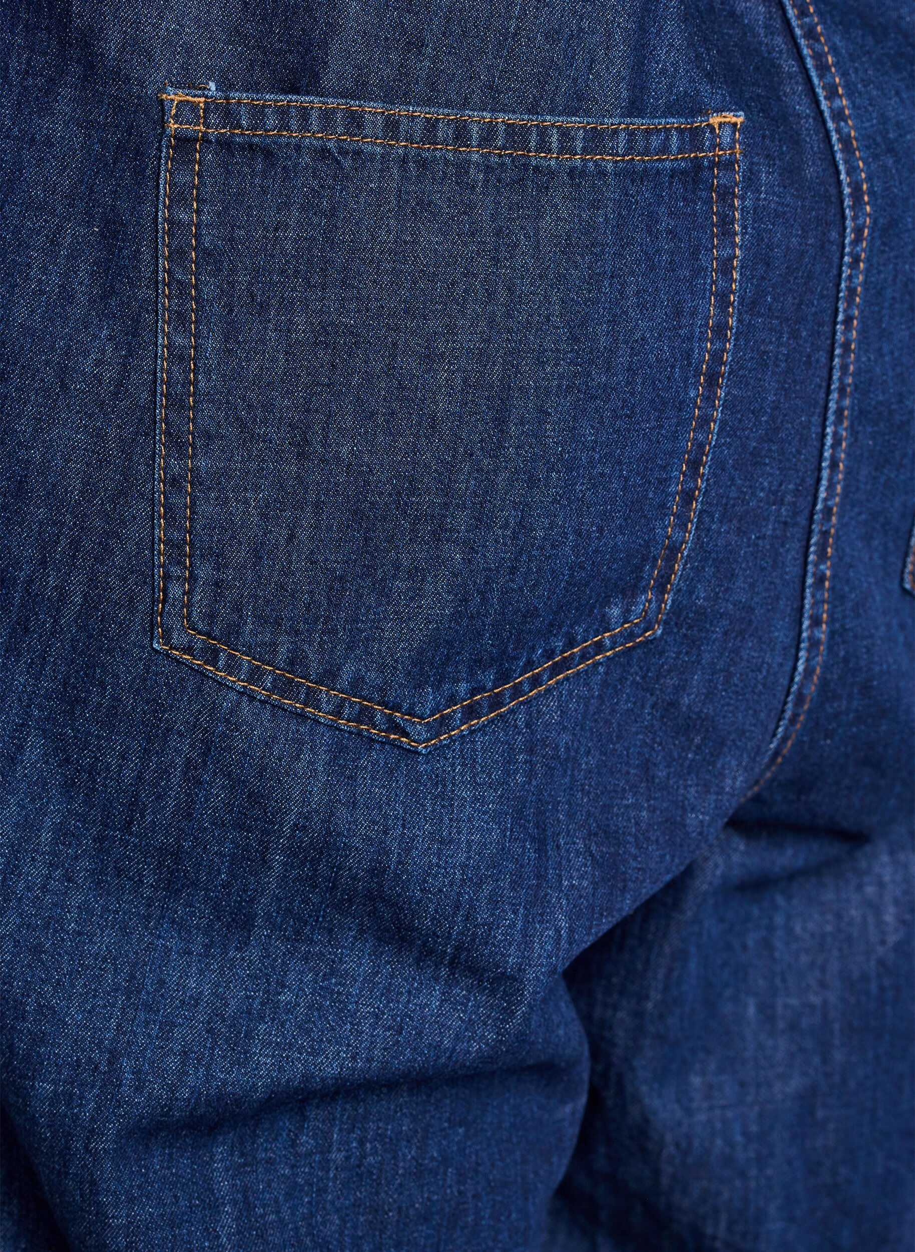 Zizzi Combinaison en jean avec des manches courtes et une ceinture &agrave; nouer, Bleu, Packshot image number 4