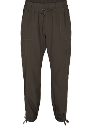 Pantalon ample en coton, Khaki Green, Packshot image number 0