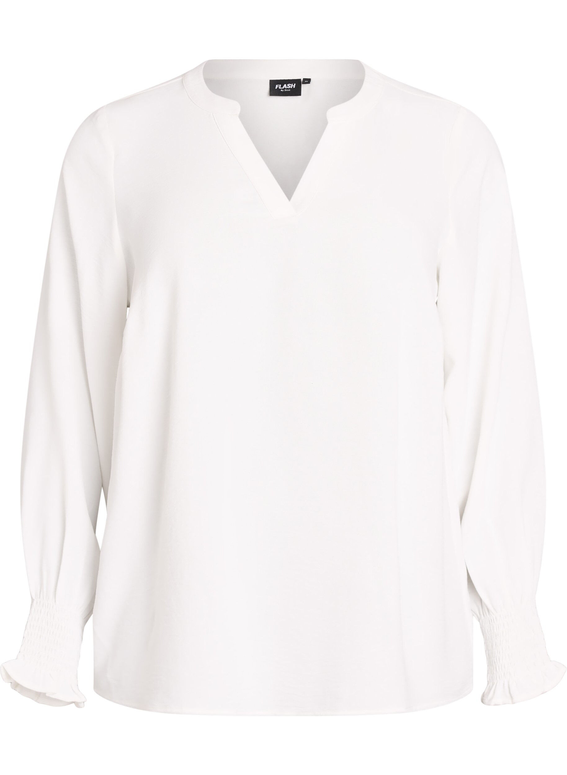 FLASH - Blouse avec poignets smock&eacute;s et col en V