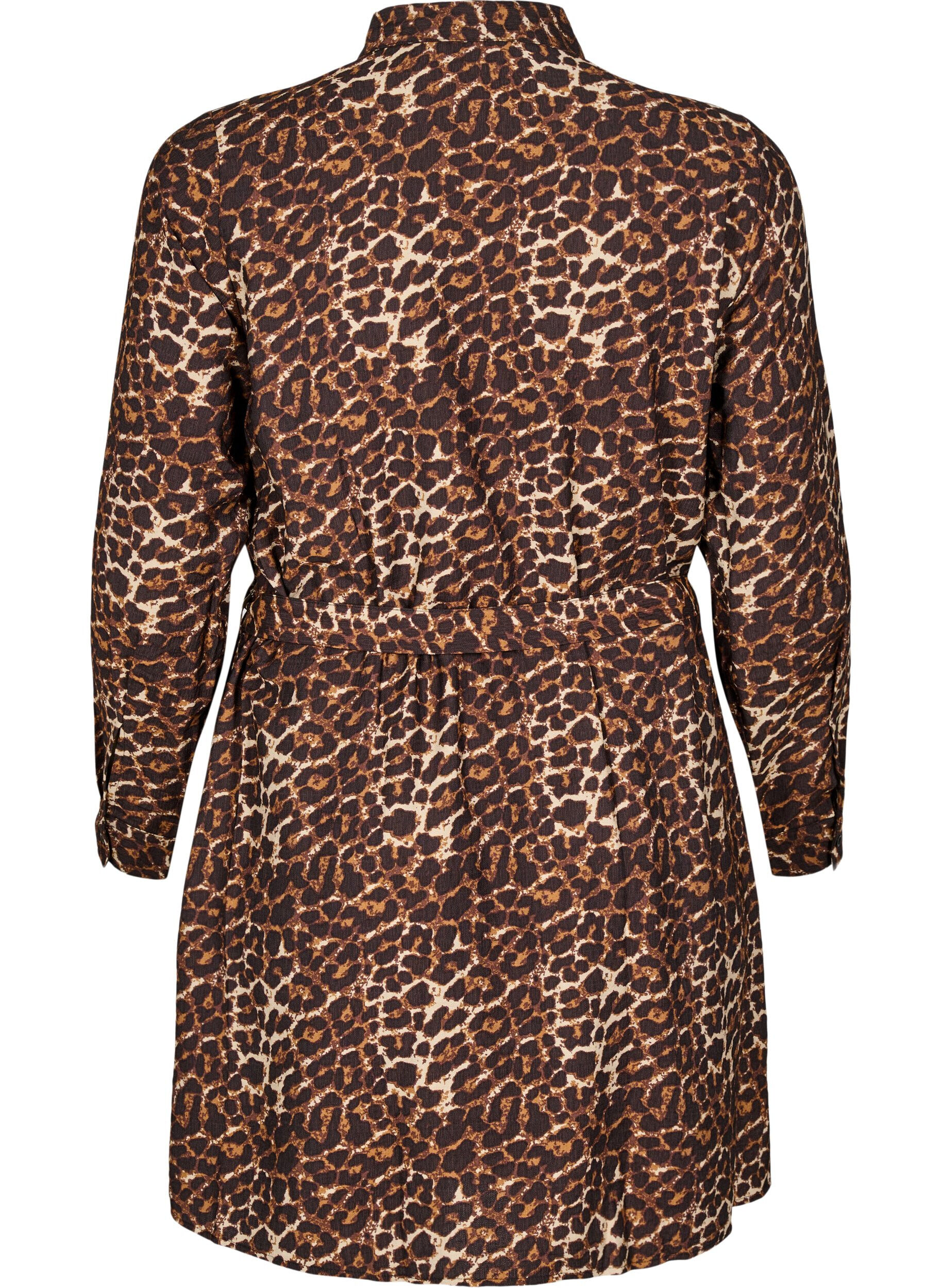 ZizziJurk met lange mouwen en strikriem, Bruin, Packshot image number 1