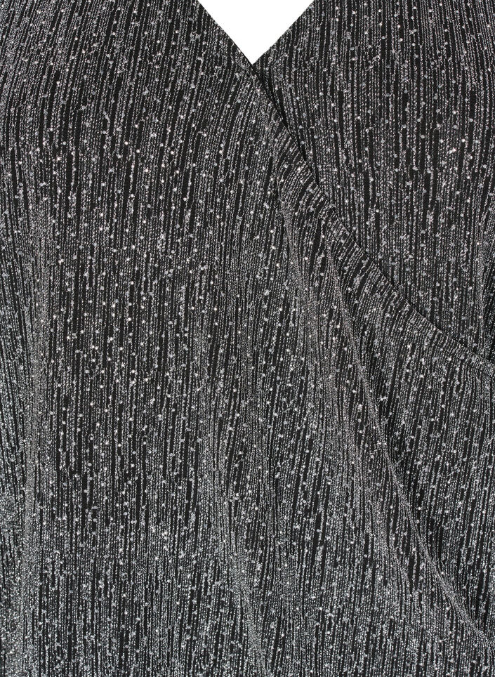 Wikkel-look glitter partytop, Zwart, Packshot image number 2