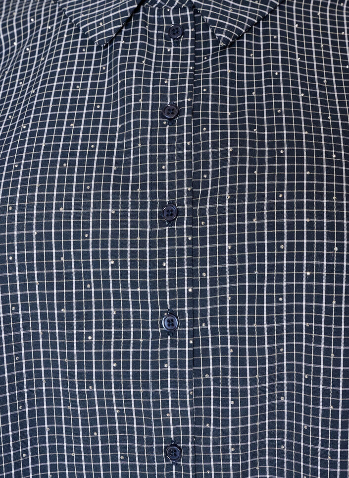 Chemise &agrave; carreaux avec strass, Bleu, Packshot image number 2
