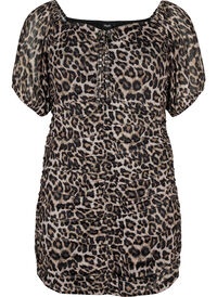 Robe courte en maille avec imprimé léopard