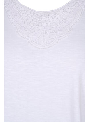 Haut en coton avec détails en dentelle, Bright White, Packshot image number 2