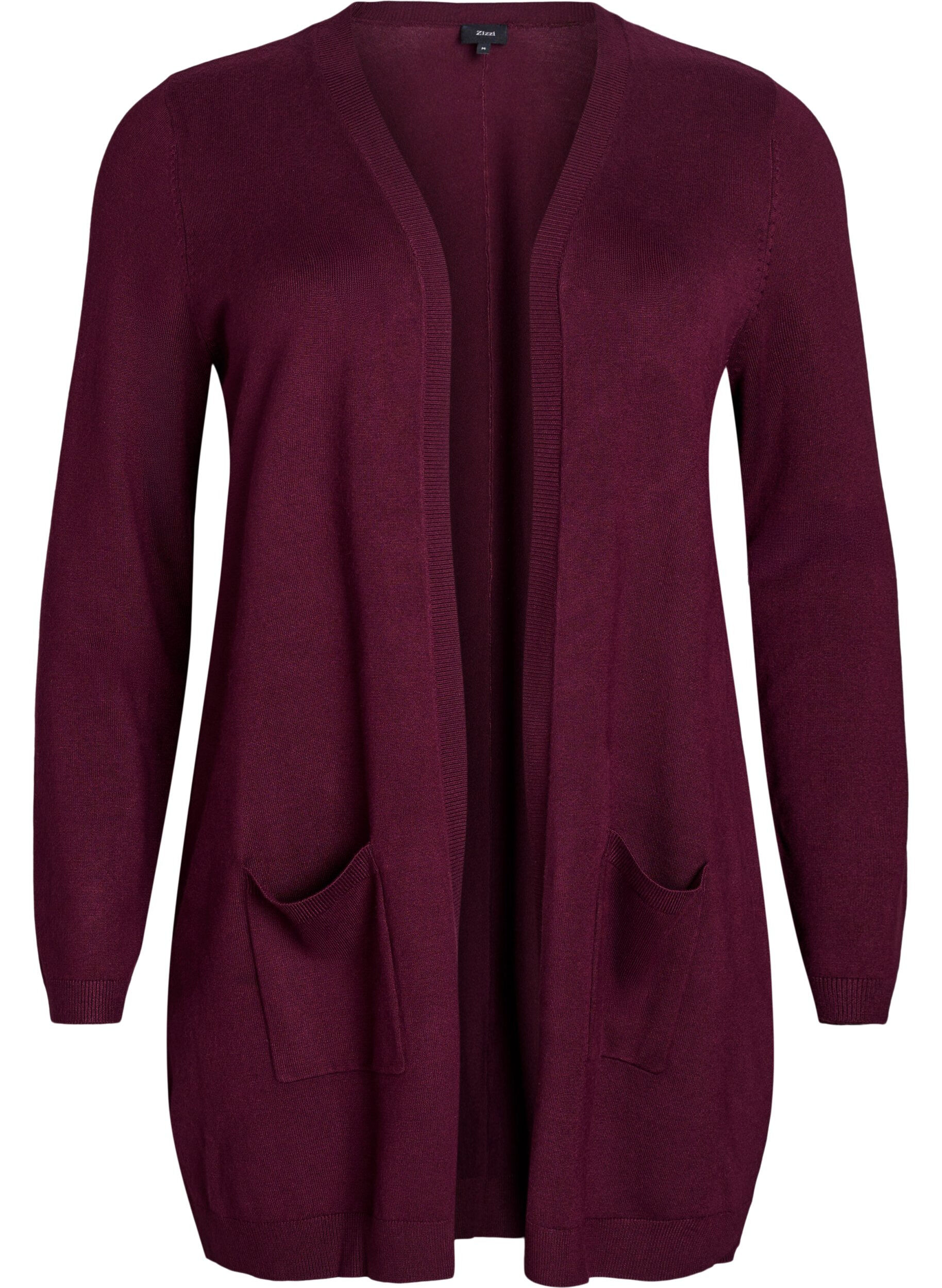 Long cardigan tricot&eacute; en m&eacute;lange de viscose