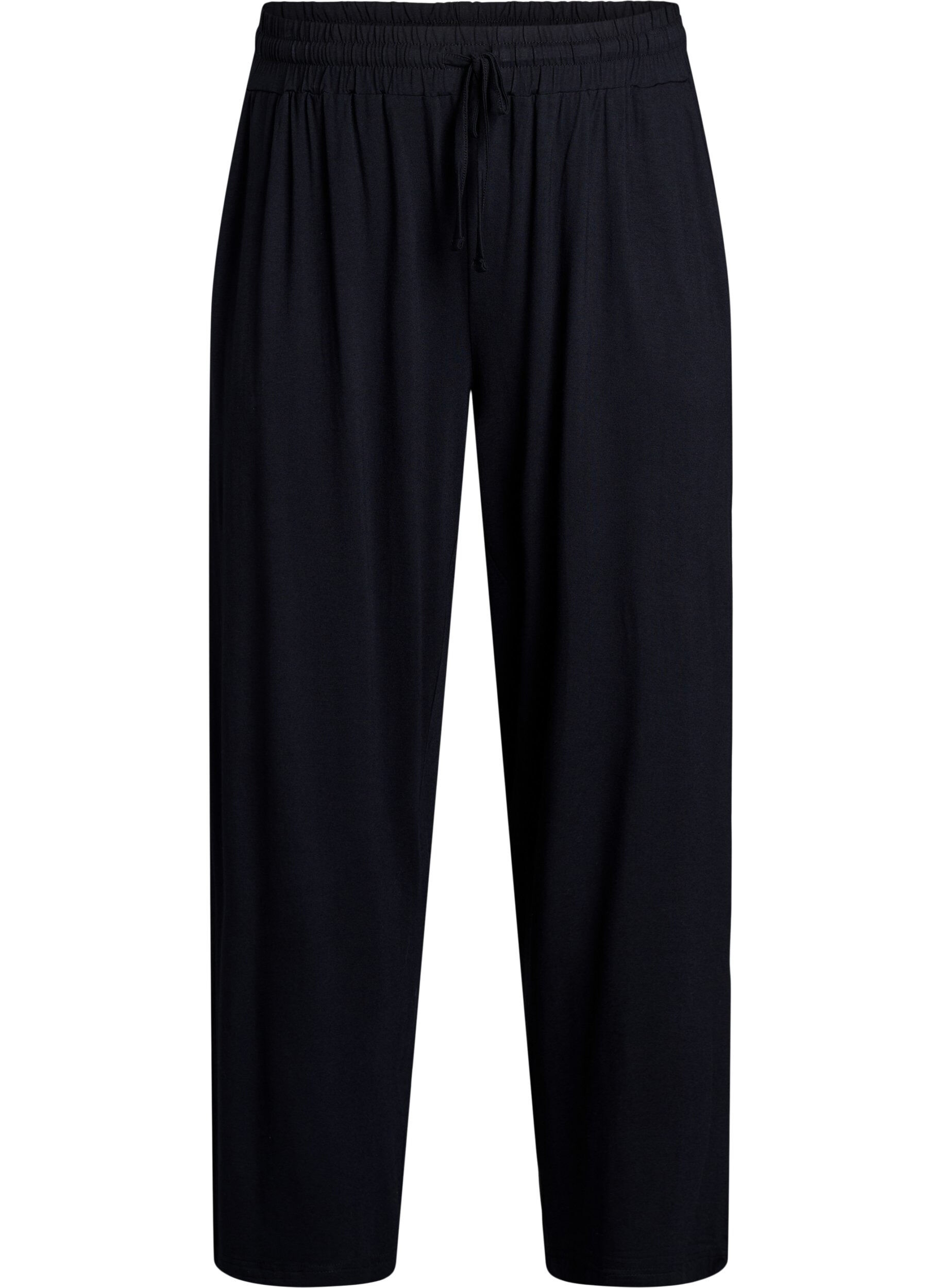 ZizziPantalon de nuit ample en jersey de viscose avec poches, Noir, Packshot image number 0