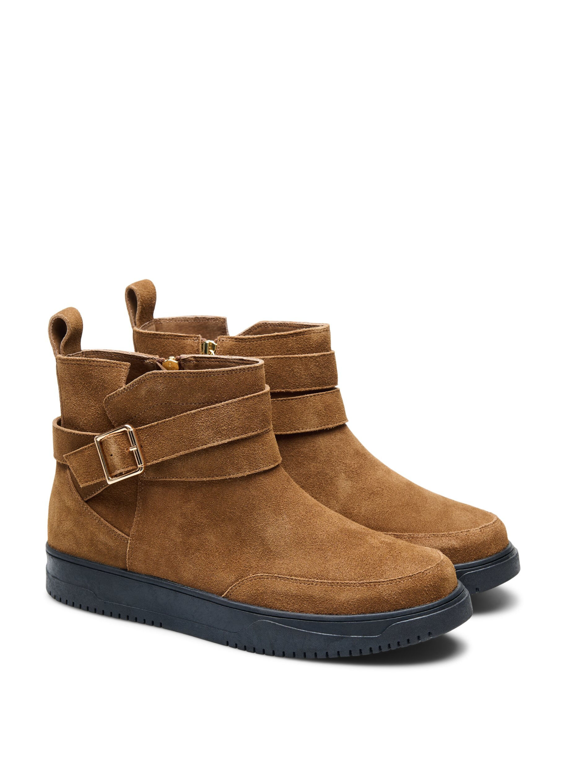 Zizzi Bottines coupe large en daim, Tobacco Brown, Packshot image number 1