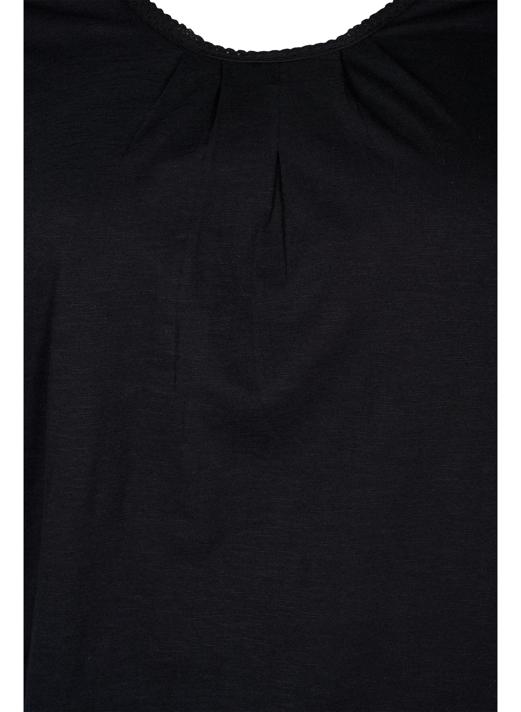 ZizziKatoenen blouse met 3/4 mouwen, Black, Packshot image number 2
