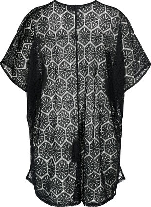 Robe de plage caftan avec motif à trous, Black, Packshot image number 1
