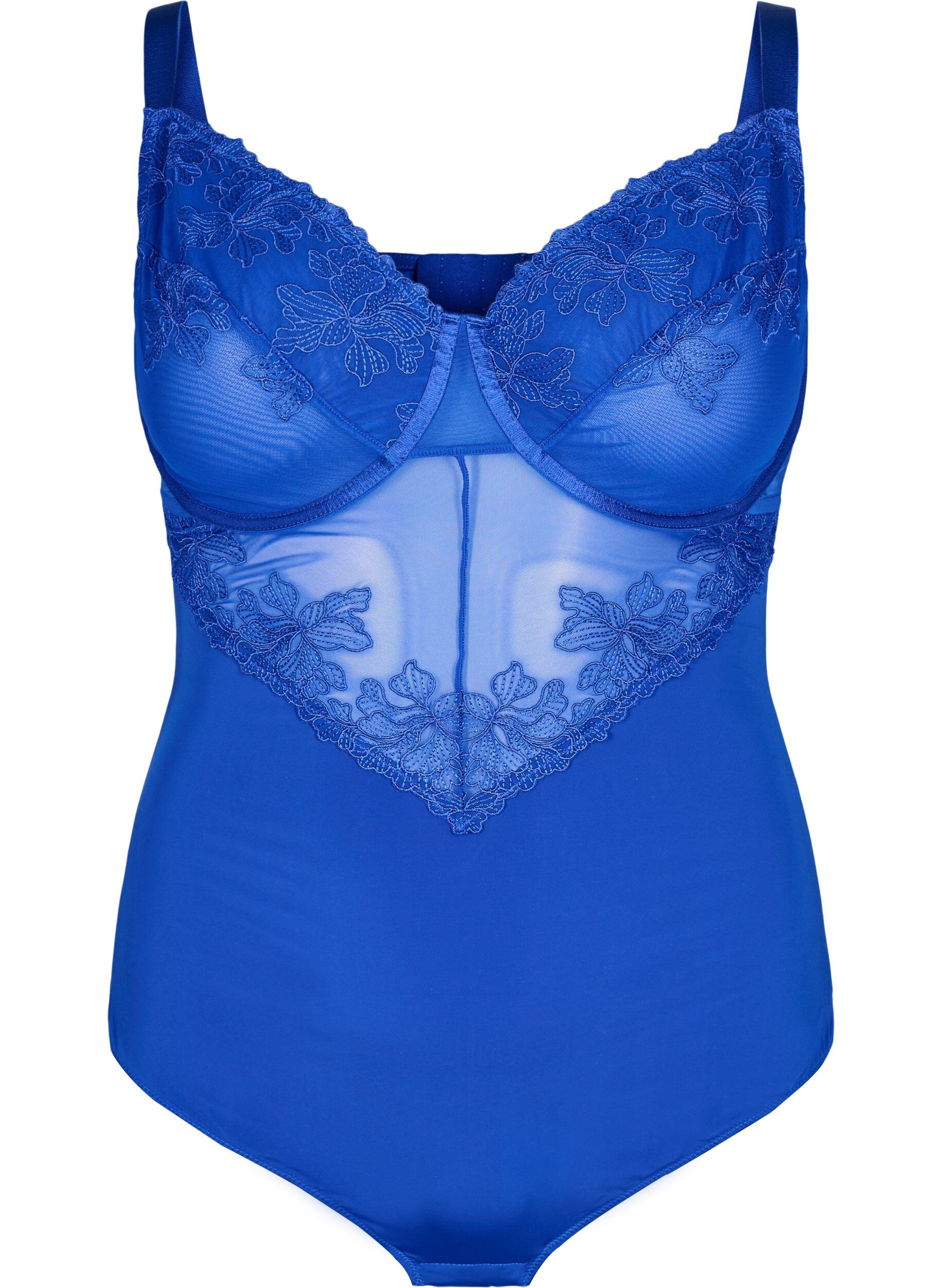 ZizziBodysuit met geborduurde details, Blauw, Packshot image number 0