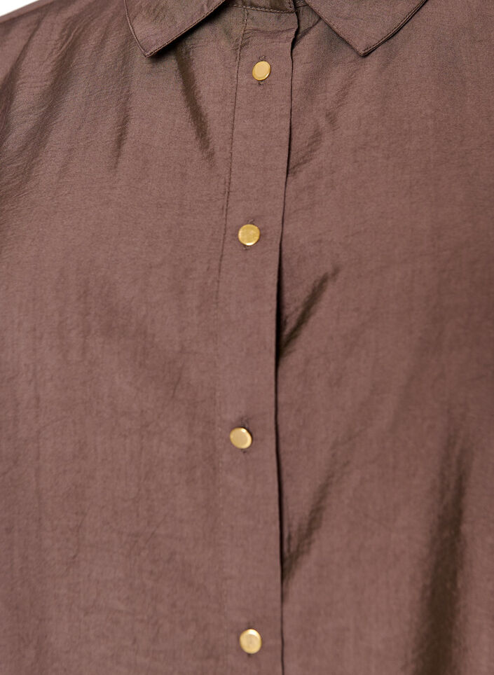 Chemise en viscose avec des boutons dor&eacute;s, Marron, Packshot image number 2