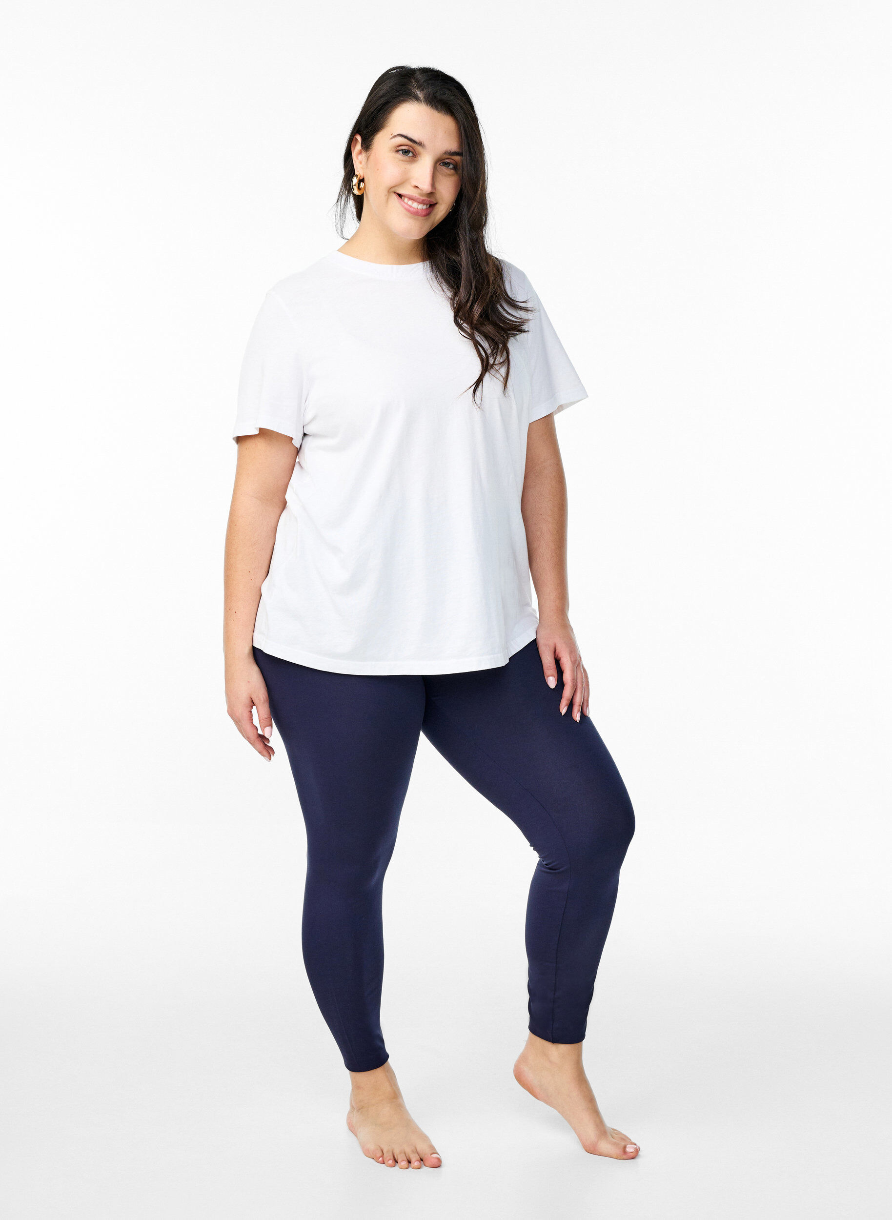 ZizziBasic legging in viscose, Blauw, Model image number 1
