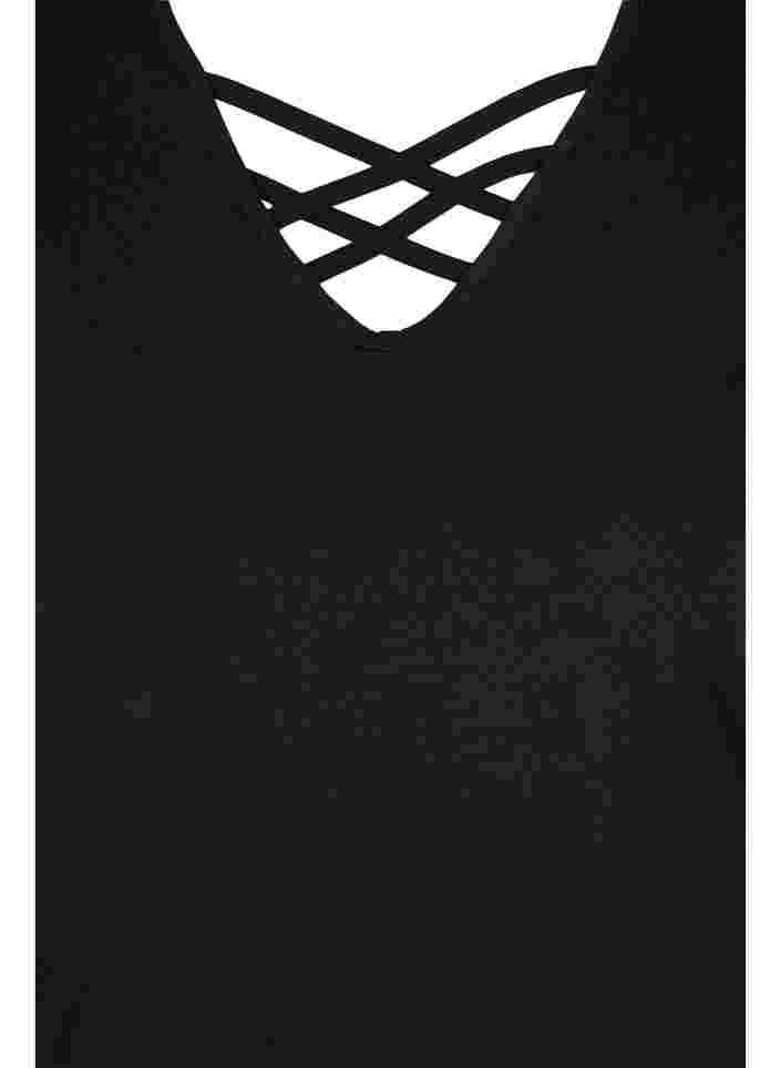Top met v-hals en kruisdetails, Black, Packshot image number 2