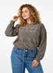 Blouse met lange mouwen en een opengewerkt patroon, Bruin, Model image number 0