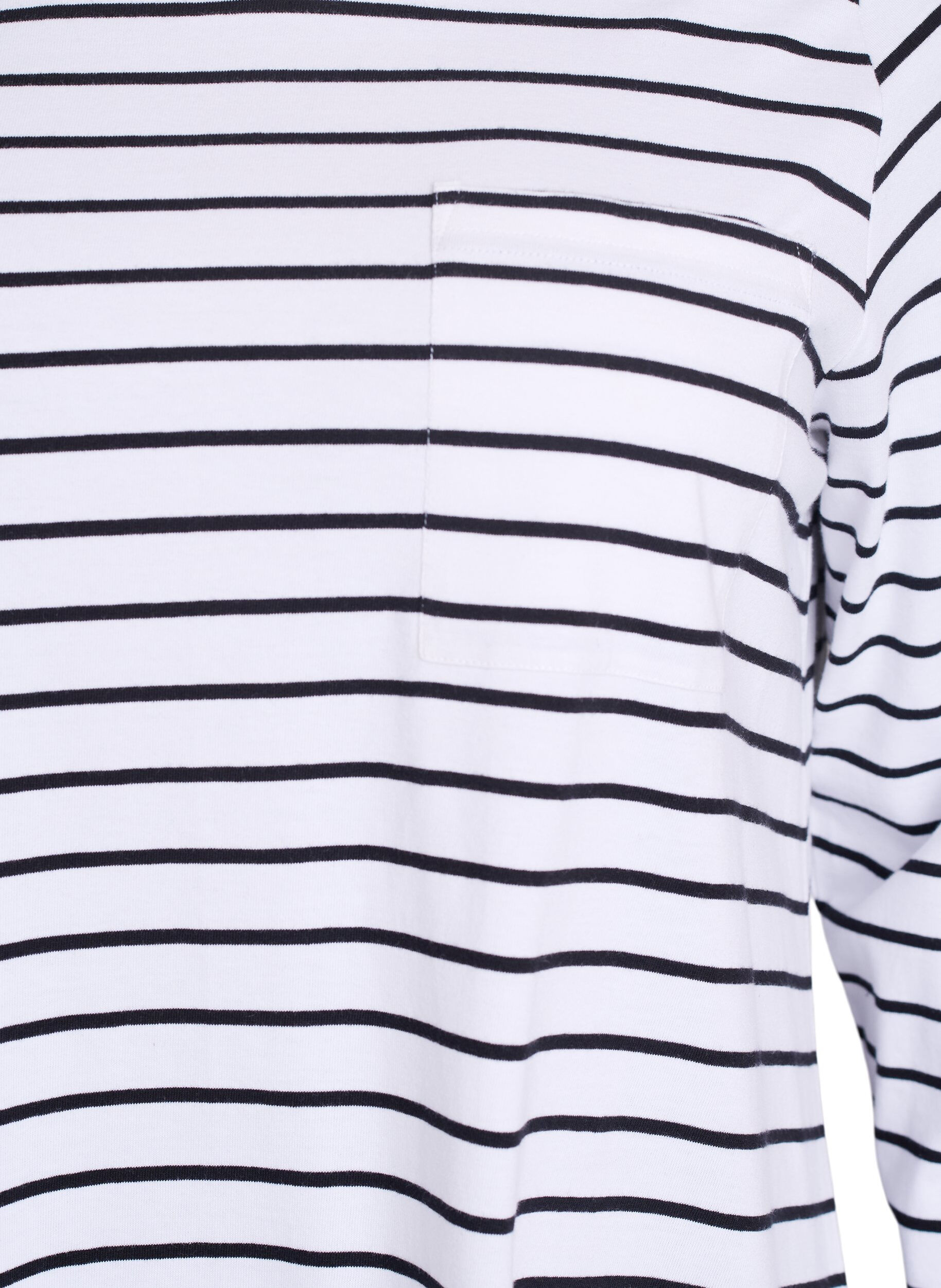 ZizziGestreepte nachthemd in biologisch katoen, Wit, Packshot image number 2