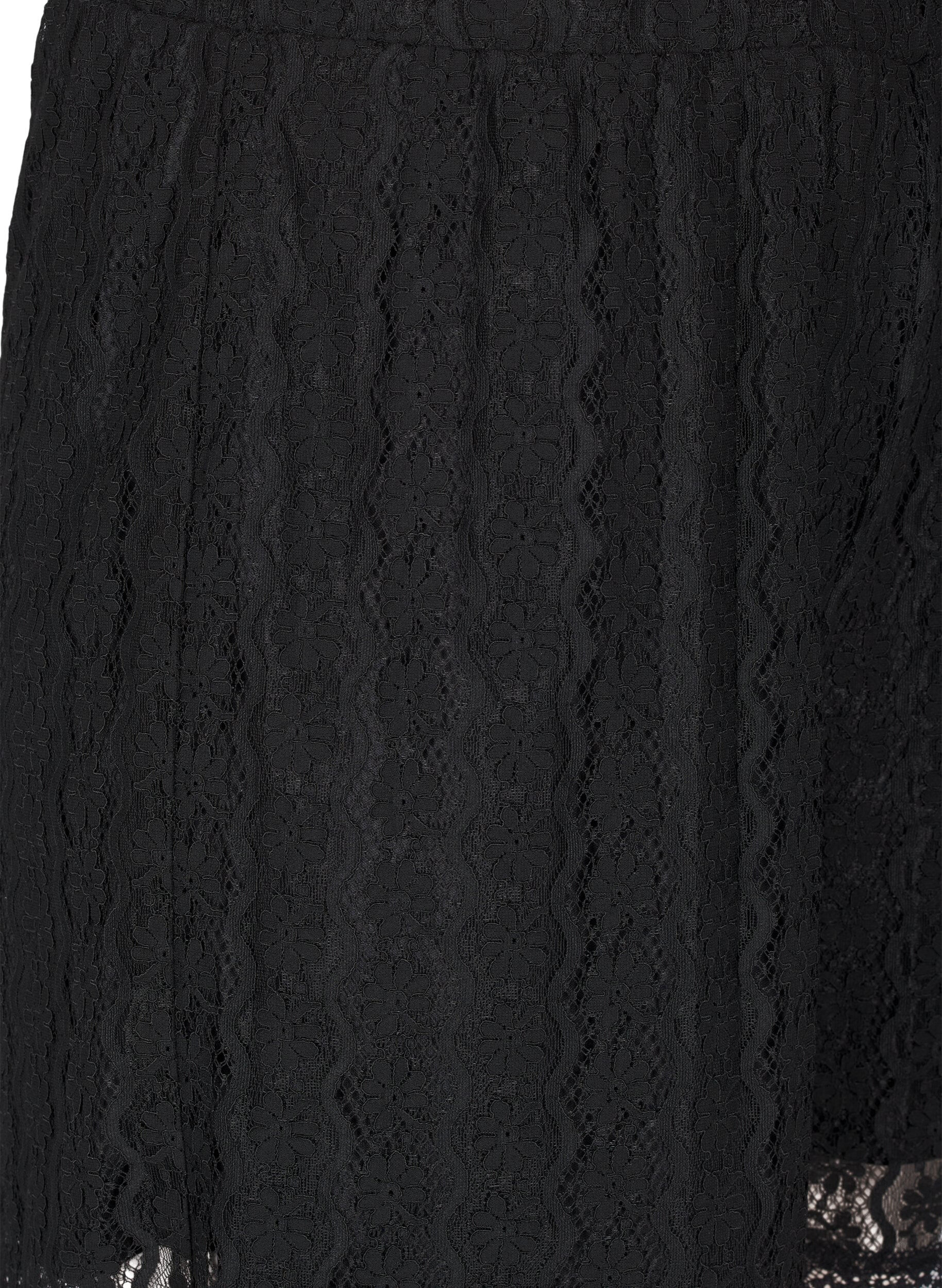 ZizziHoog getailleerde kanten short, Zwart, Packshot image number 2