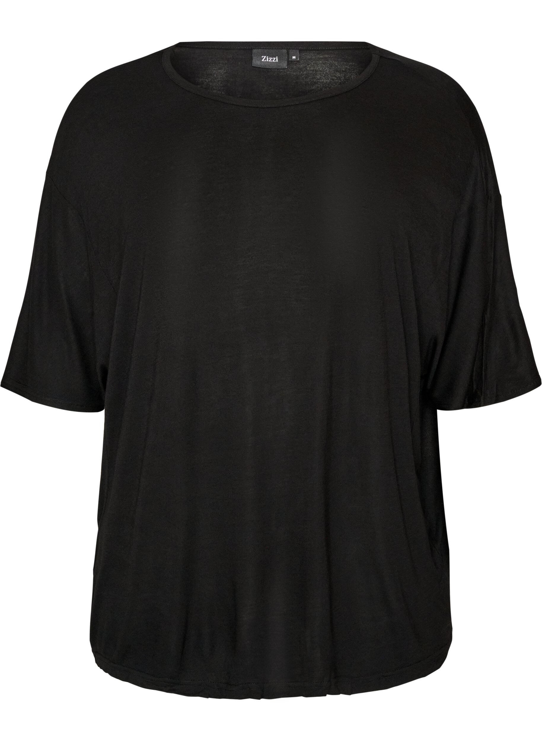 ZizziT-shirt ample en jersey de viscose, Noir, Packshot image number 0