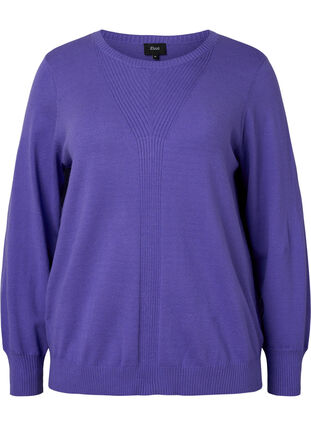 Pull en tricot de couleur unie avec nervures, Purple Opulence Mel., Packshot image number 0