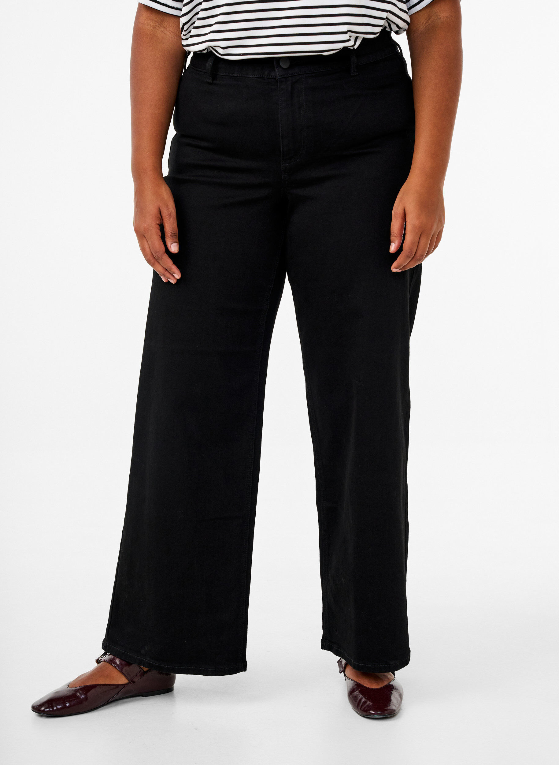ZizziJeans met hoge taille en wijde pijpen, Zwart, Model image number 2