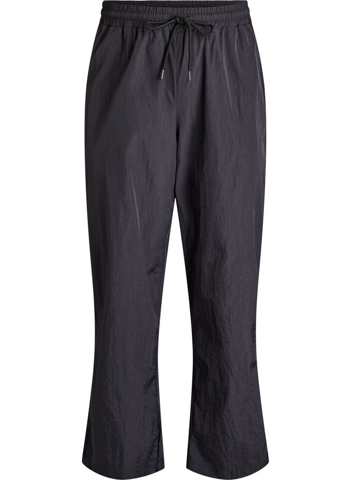 Pantalon léger avec passepoil contrastant et taille haute, Noir, Packshot image number 0
