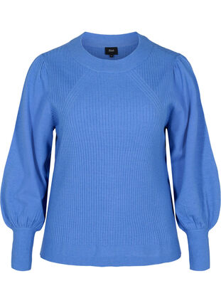 Pull en tricot à manches bouffantes, Ultramarine Mel., Packshot image number 0
