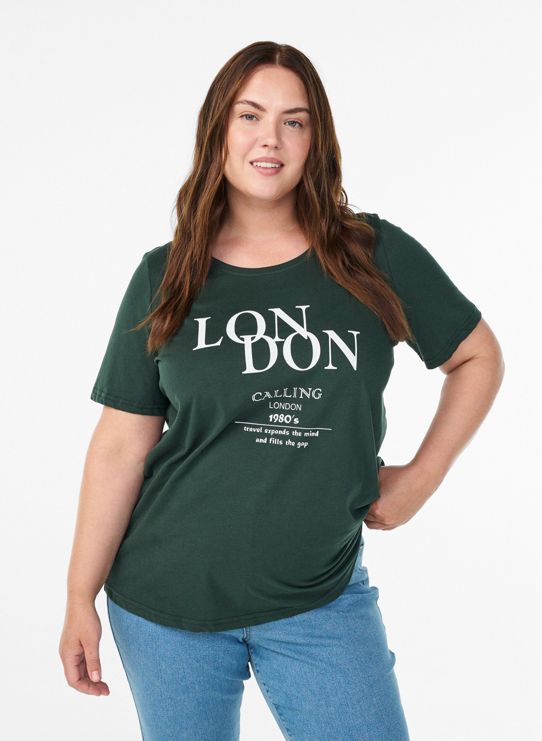 ZizziT-shirt met print, Groen, Model image number 0