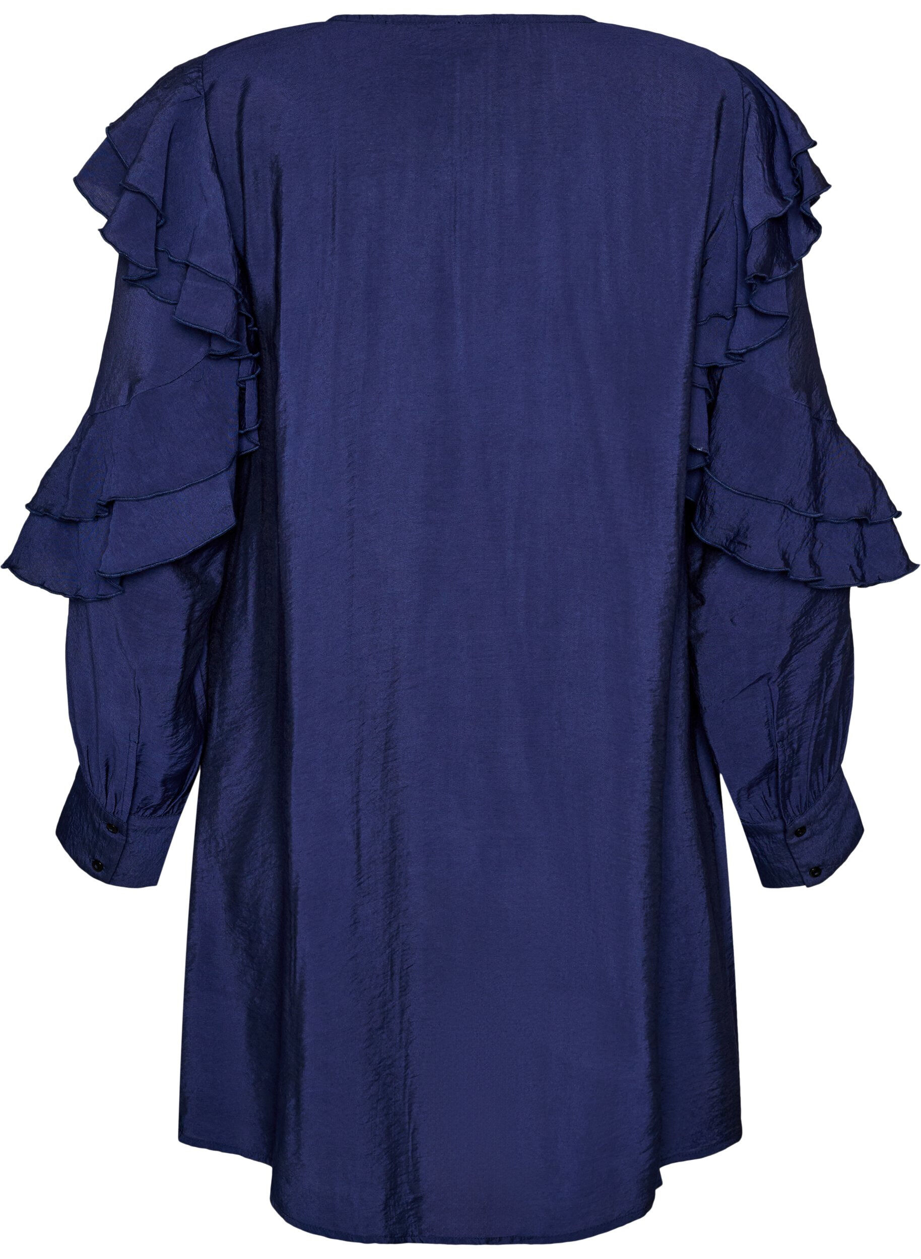 ZizziRobe en viscose avec volants et liens &agrave; nouer, Bleu, Packshot image number 1
