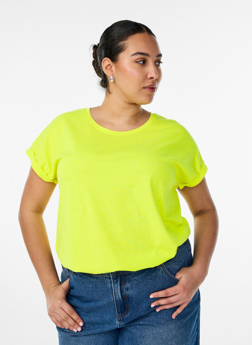 T-shirt en coton n&eacute;on, Jaune flashy, Model image number 0