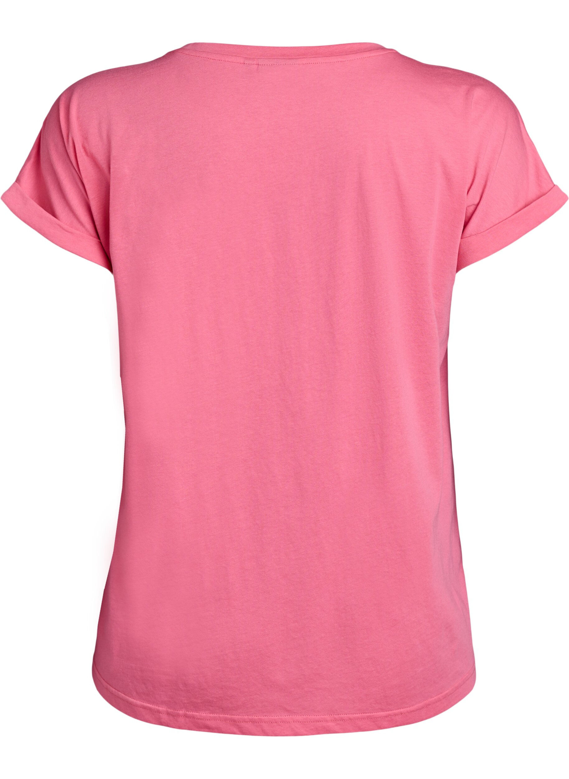 Zizzi T-shirt &agrave; manches courtes en coton m&eacute;lang&eacute;, Rose, Packshot image number 1