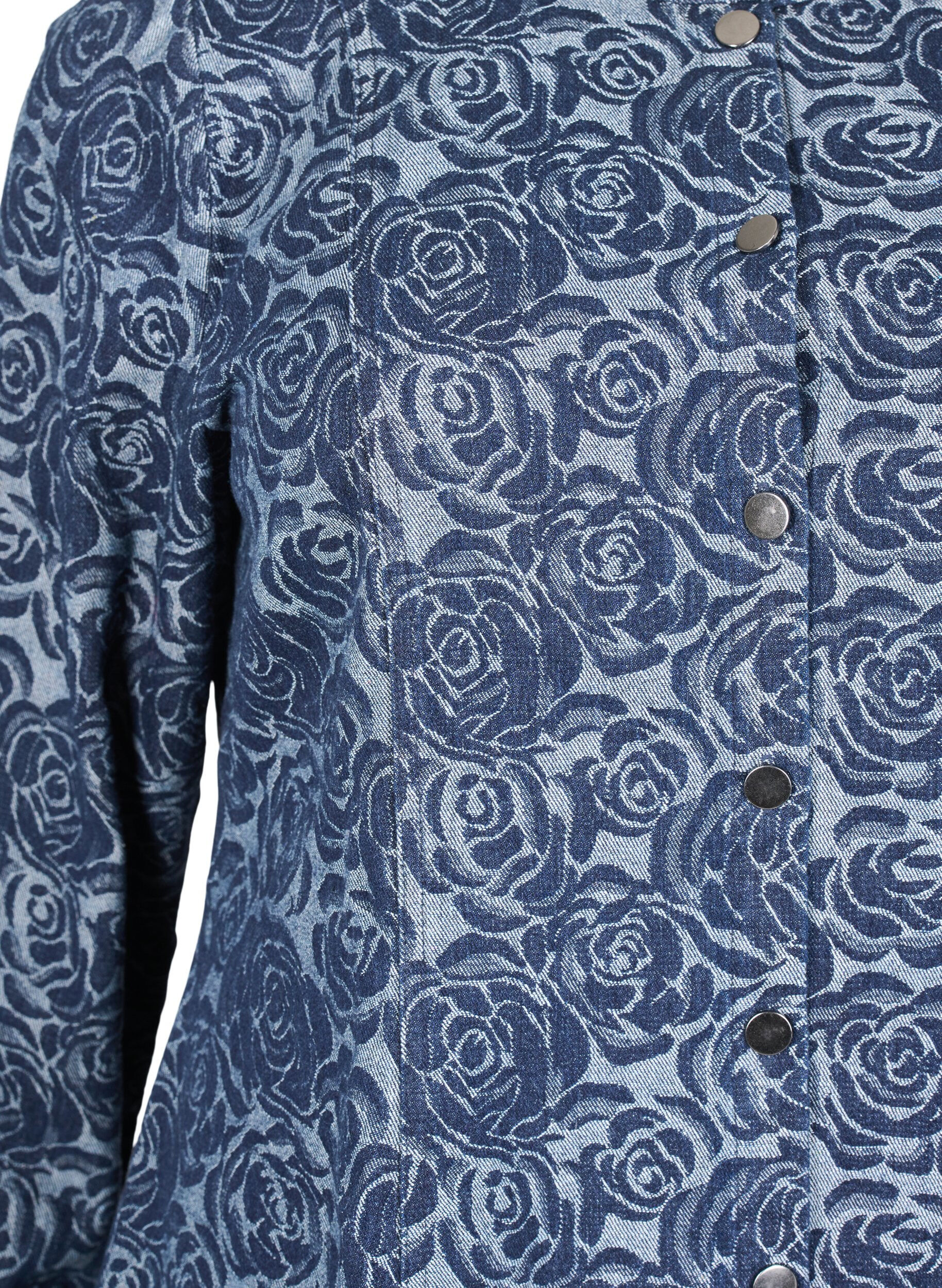 Zizzi Chemise en jean avec motif de roses, Denim Rose AOP, Packshot image number 2