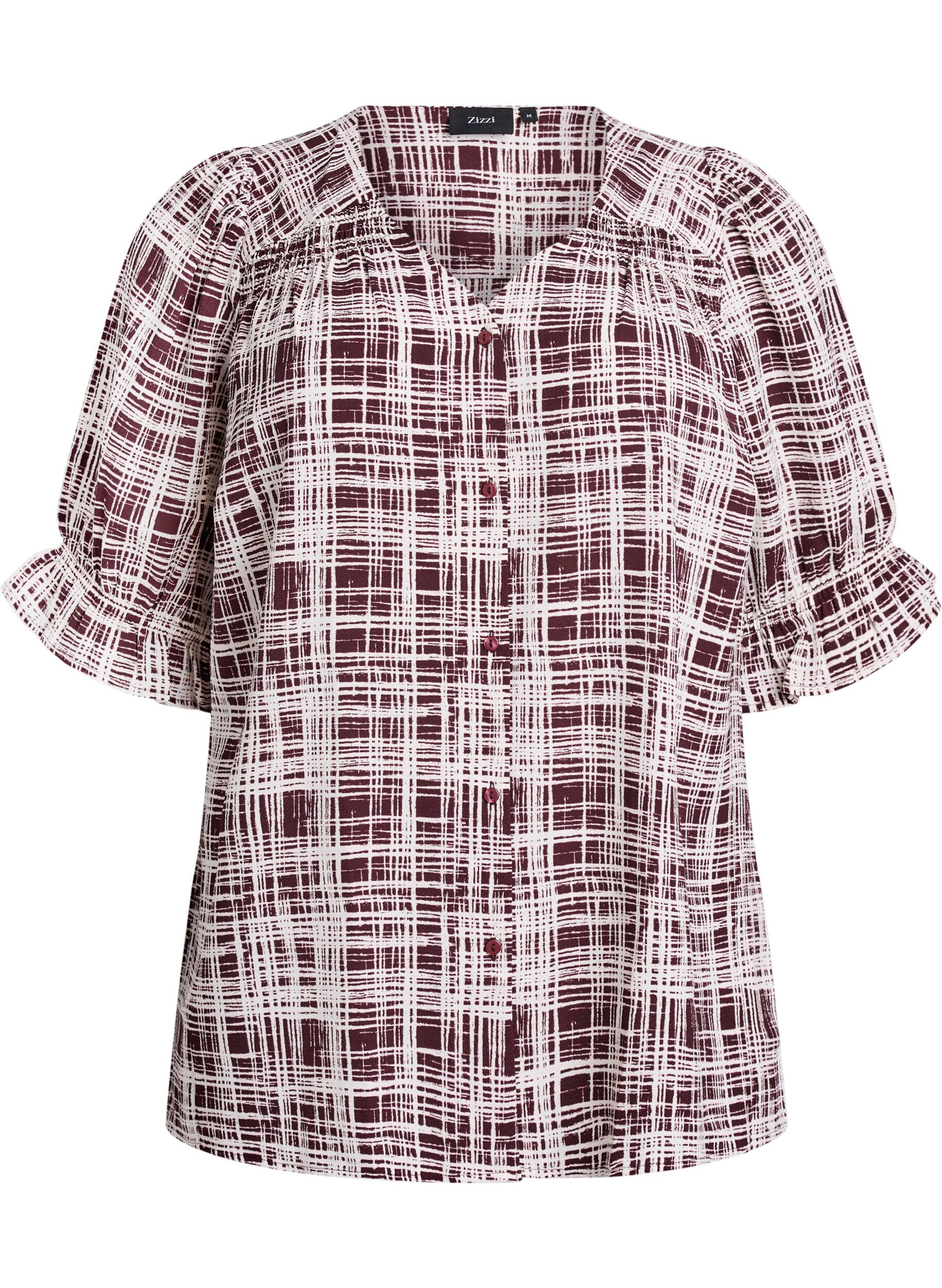 ZizziShirtblouse met 1/2 mouwen, Donker Bordeaux, Packshot image number 0