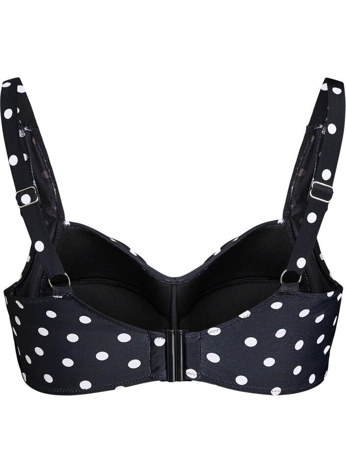 Gewatteerde bikinitop met print, Zwart, Packshot image number 1