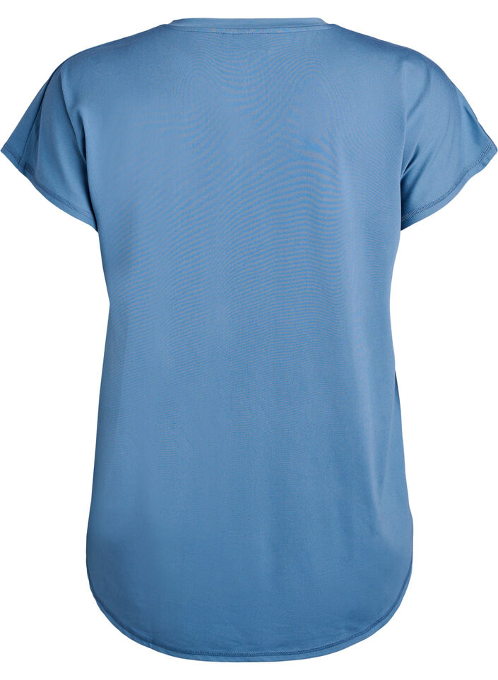 Sportief t-shirt met korte mouwen en v-hals, Blauw, Packshot image number 1