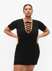 Draagbaar jurk met koord detail, Black, Model