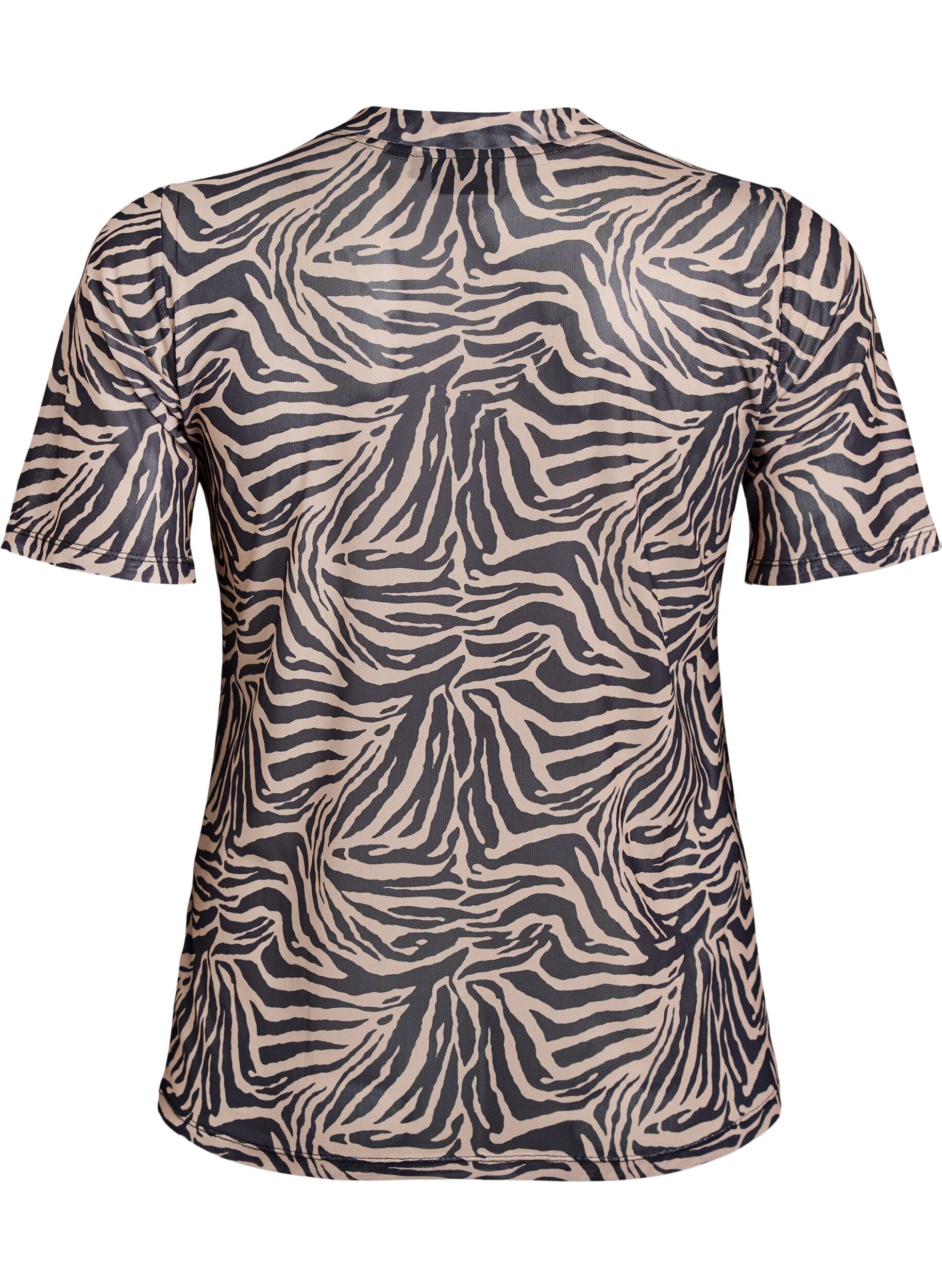 ZizziMesh blouse met korte mouwen, Zwart, Packshot image number 1