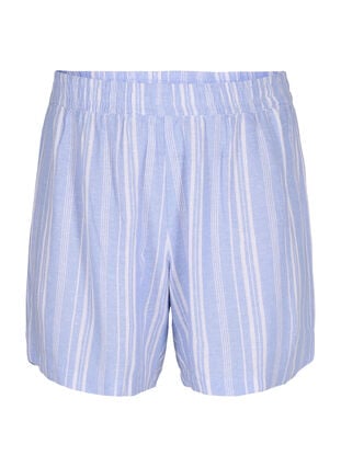 Gestreepte korte broek van linnen en viscose, Serenity Wh.Stripe, Packshot image number 0