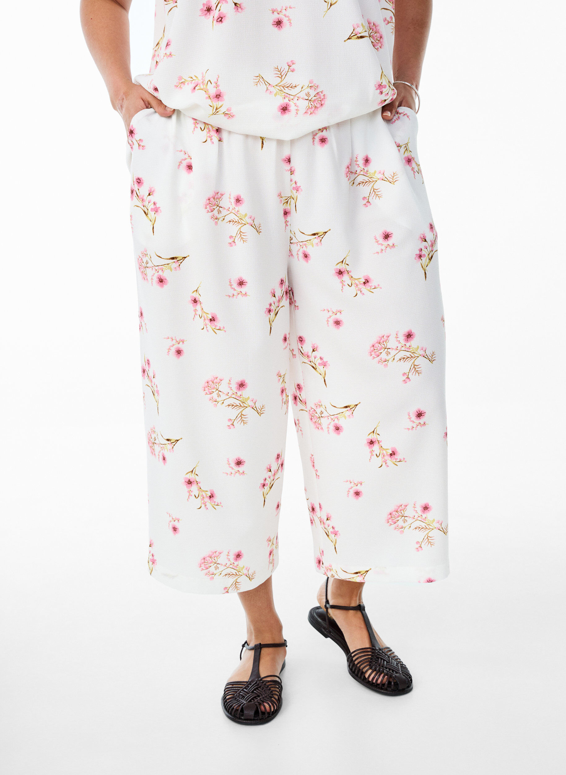 ZizziCulotte broek met print, Wit, Model image number 2