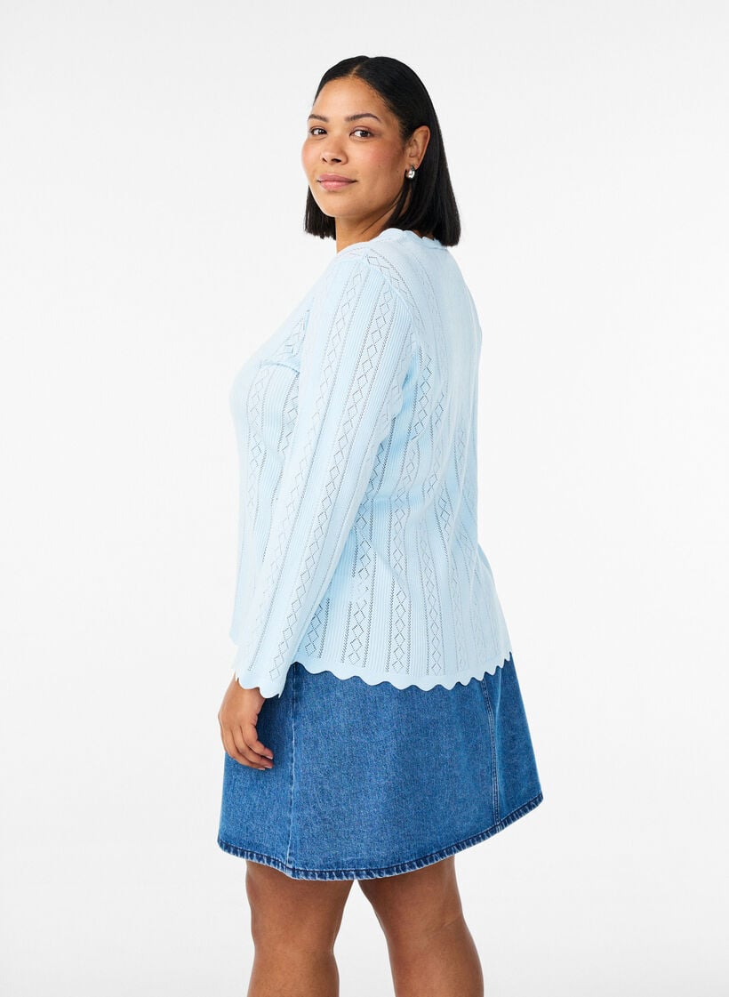 Jupe en jean courte &agrave; coupe &eacute;vas&eacute;e, Bleu, Model