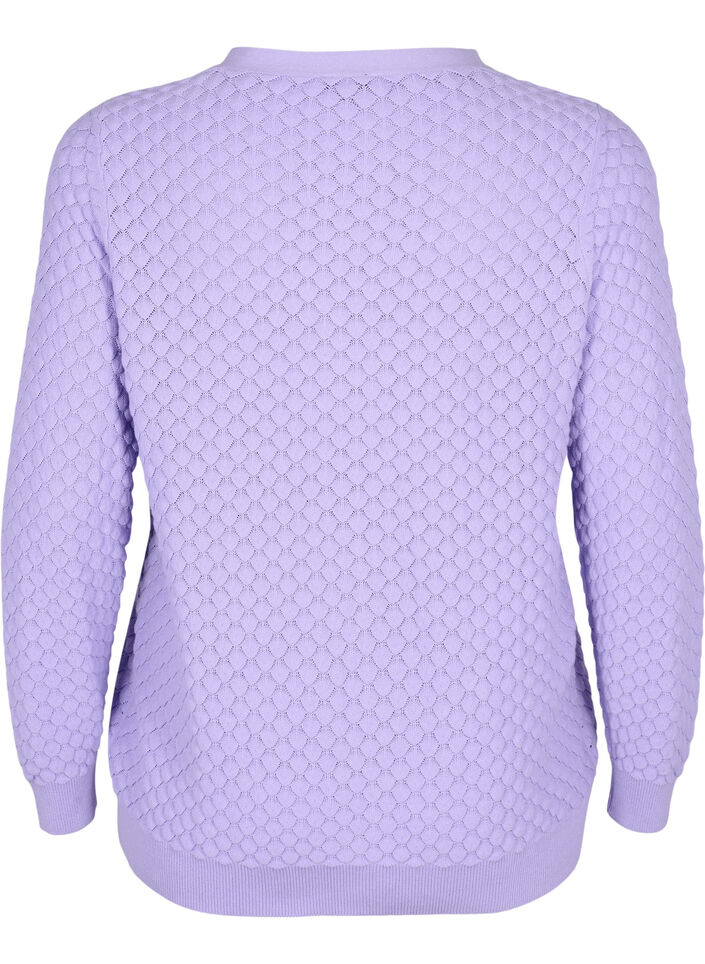 Cardigan en coton à motifs, Lavender, Packshot image number 1
