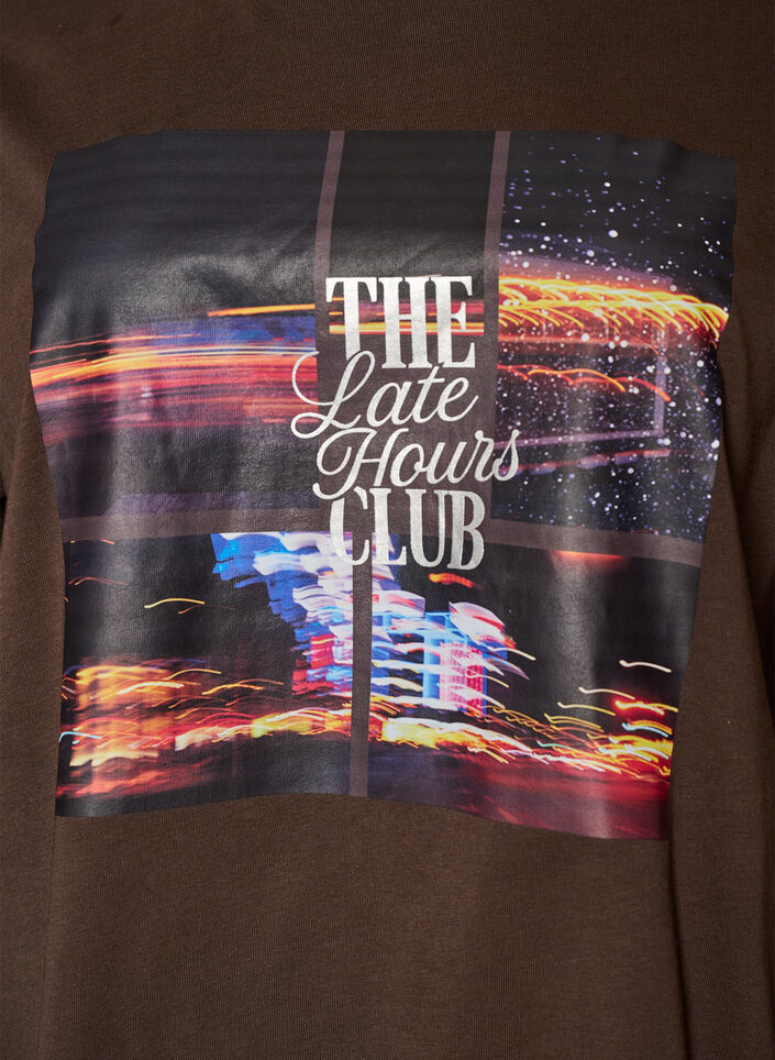 Oversized T-shirt met grote fotoprint, Bruin, Packshot image number 2