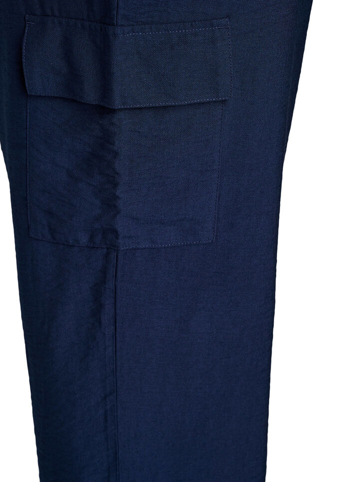 Pantalon cargo taille haute, Bleu, Packshot image number 3