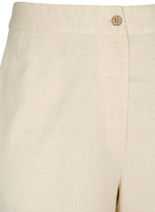 Broek met hoge taille van katoen en linnen, Whitecap Gray, Packshot image number 2